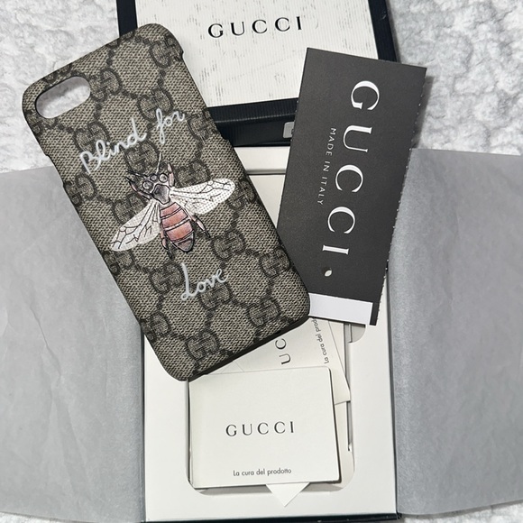 Gucci Beige GG Supreme Canvas Blind For Love iPhone 7 Case New with box - Picture 4 of 6